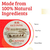 Cathay Fresh Spring Roll Rice Paper Wrappers 30 Sheets | Non-GMO, Gluten-Free, Low Carb, Natural Ingredients | Vietnamese Summer Veggie Wraps