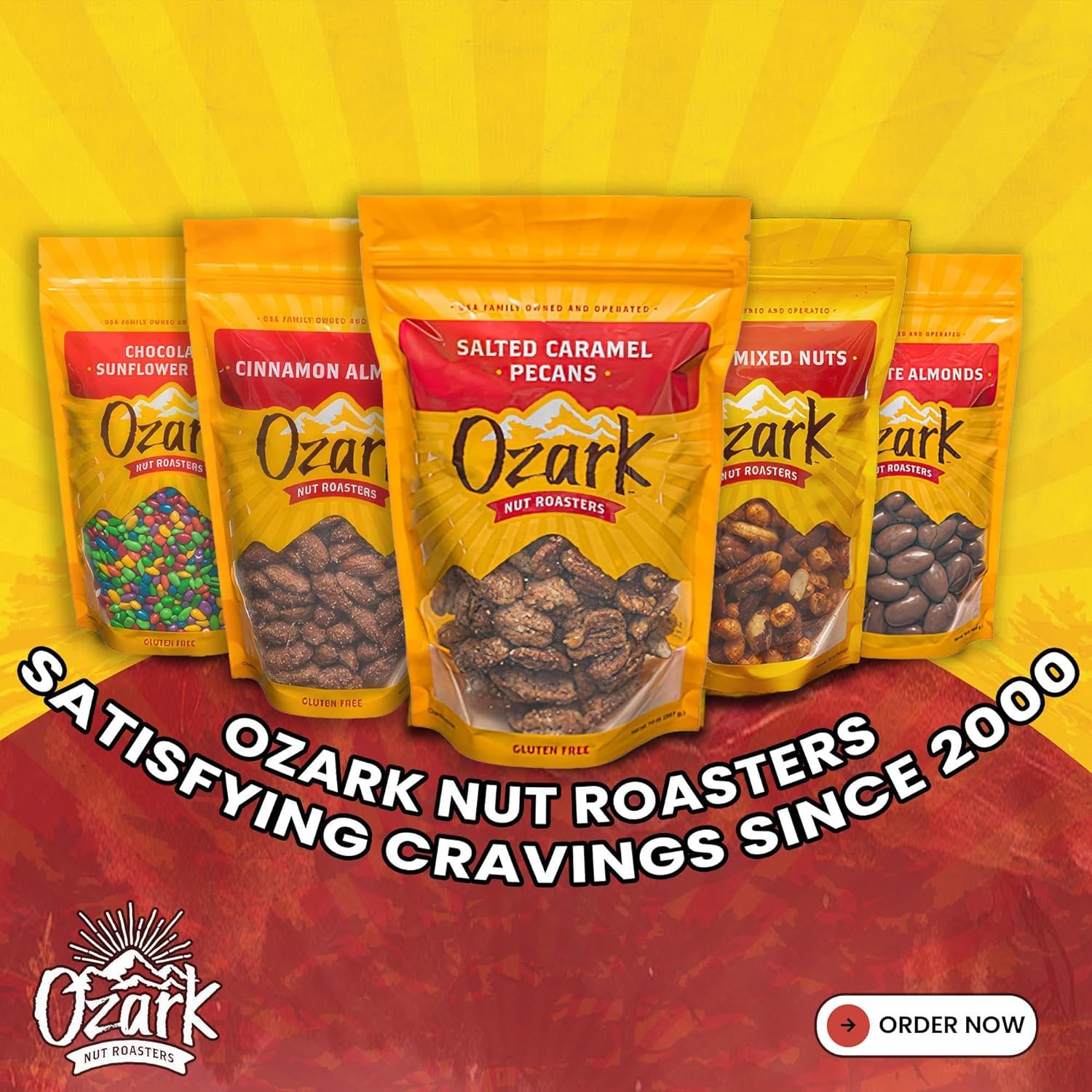 OZARK NUT ROASTERS, Cinnamon Almonds, Cinnamon-Flavored Snacks, Roasted & Coated, World-Class Gourmet Candied Nuts, 16 oz, Pack of 1