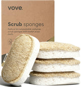 Vove Scrub Sponges 4 Pack, Cellulose & Cotton with Natural Loofah, Eco-Friendly Loofah Dish & Kitchen Sponges, Bathroom Scrubbing Pads, FSC-Certified