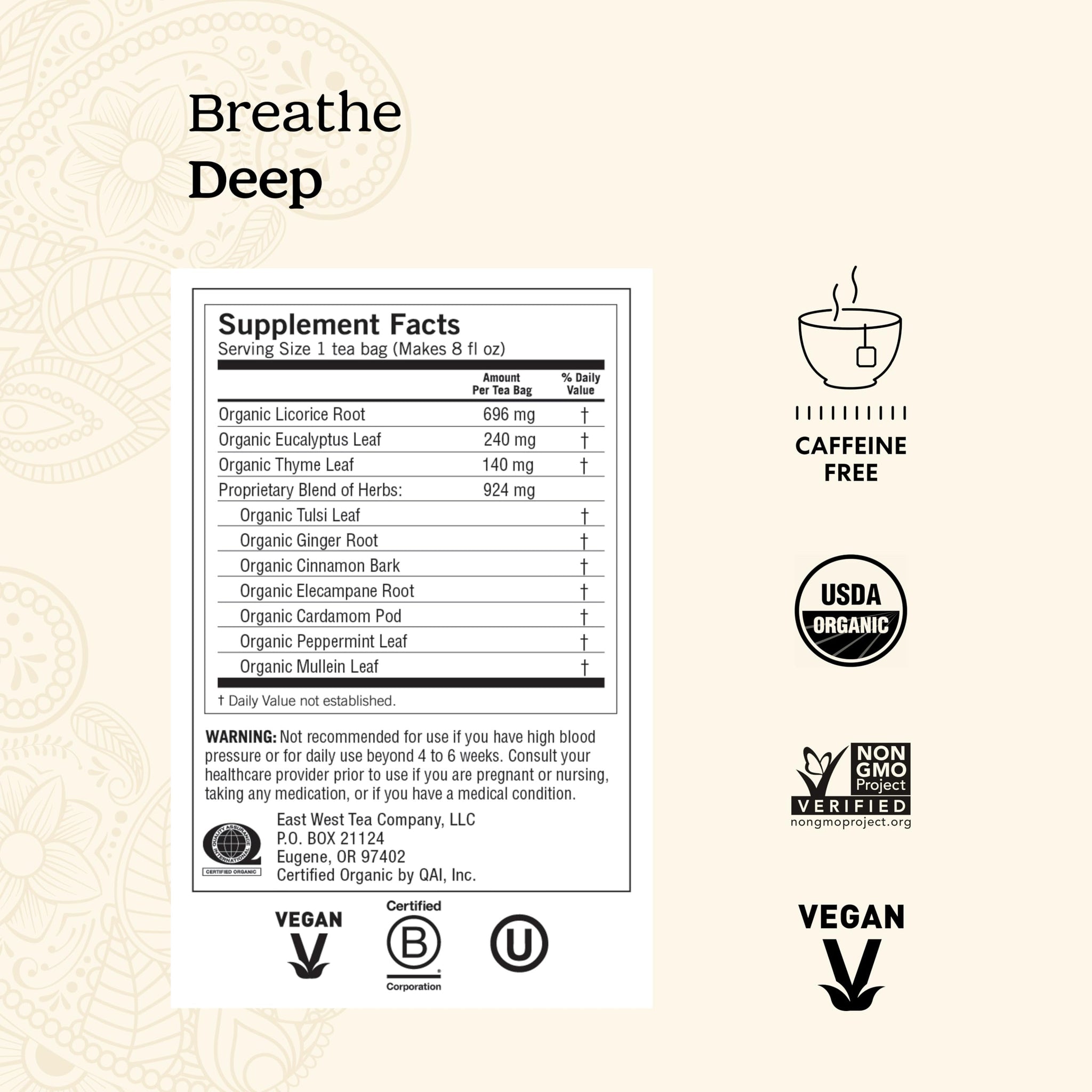 Yogi Tea Breathe Deep Tea - 16 Tea Bags per Pack (6 Packs) - Organic Respiratory Tea - Supports Respiratory Health - Includes Licorice Root