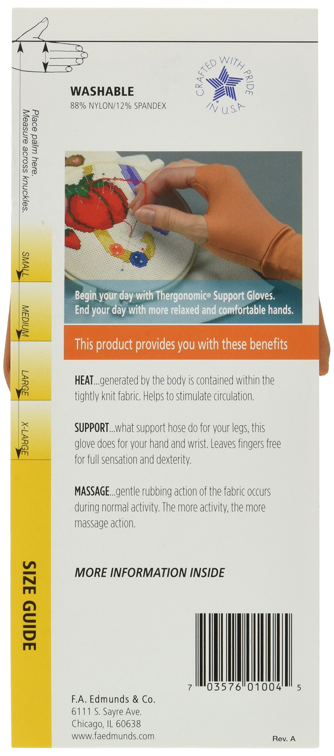 Thergonomic Frank A. Edmunds Hand-Aids Support Gloves, Large, HA-4