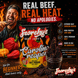 Scorchy's Jerky - Carolina Reaper Beef Jerky - Extreme Spicy Jerky, Made in USA, High Protein Snack, Low Carb, No MSG, Premium USDA Beef - Small Batch