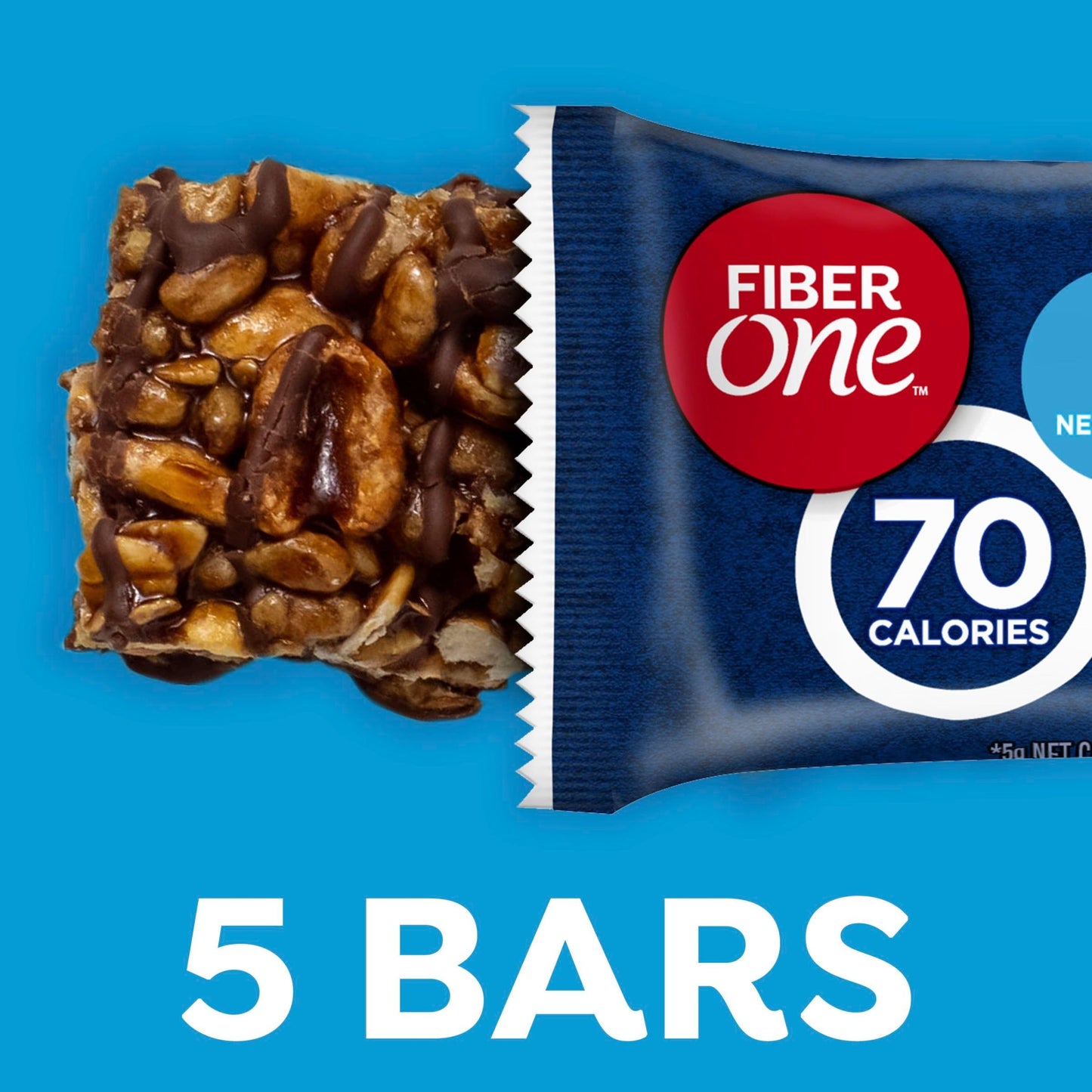 Fiber One 80 Calorie Chewy Bars, Chocolate Peanut Butter, Snack Bars, 5 Ct, 4.1 oz