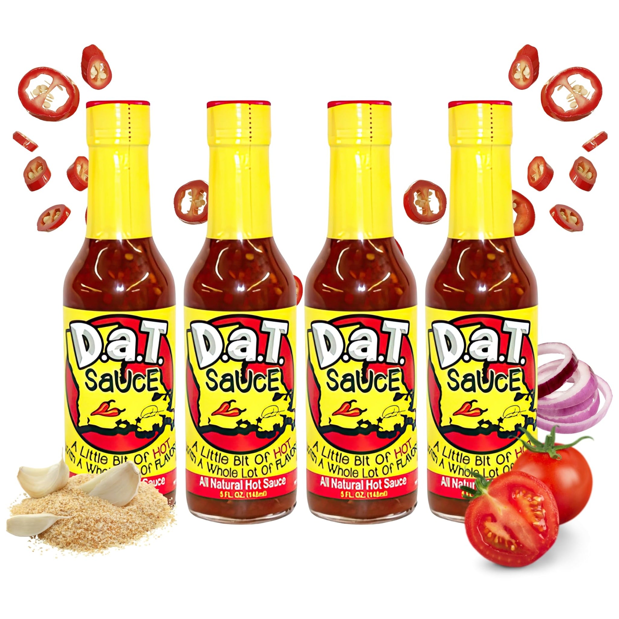 D.a.T. SaUcE, The True Louisiana Original, Gluten Free, No MSG, No Preservatives, All Natural, Modern Mild Cajun Spices & Flavors, 5 oz (4 Pack)