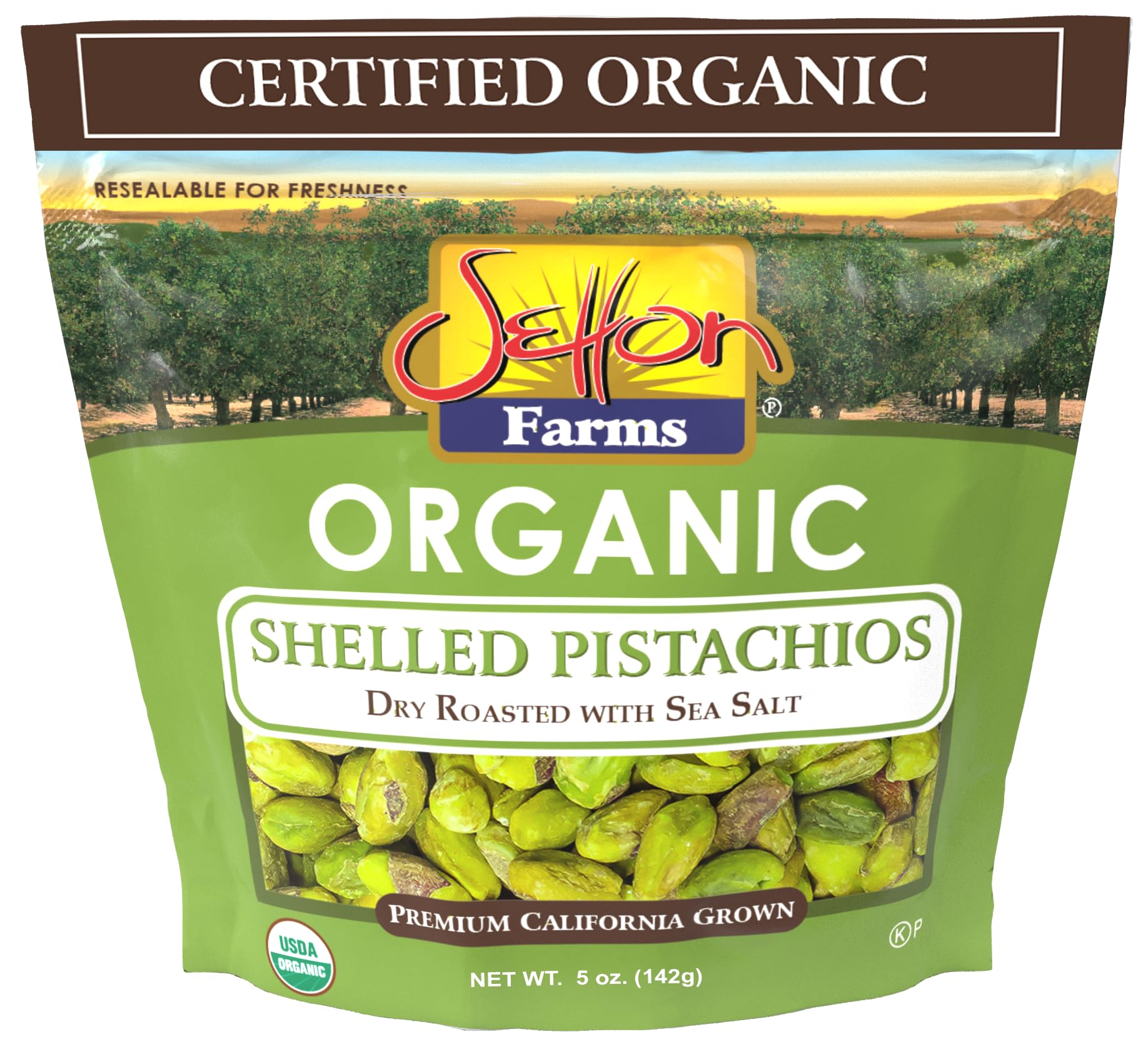 Organic Pistachios Shelled Roasted Salted, 5 Oz. Bag, Kosher