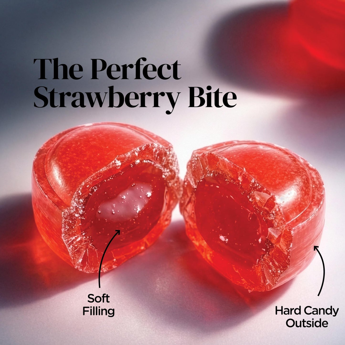 Strawberry Bon Bons Hard Candy, 1LB Bulk Bag - Individually Wrapped Old Fashioned Strawberry Filled Hard Candy with Soft Chewy Center, Classic Candy