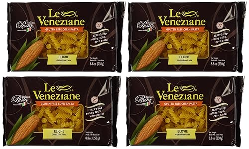 Le Veneziane - Italian Fusilli (Eliche) Pasta [Gluten-Free], (4)- 8.8 oz. Pkgs
