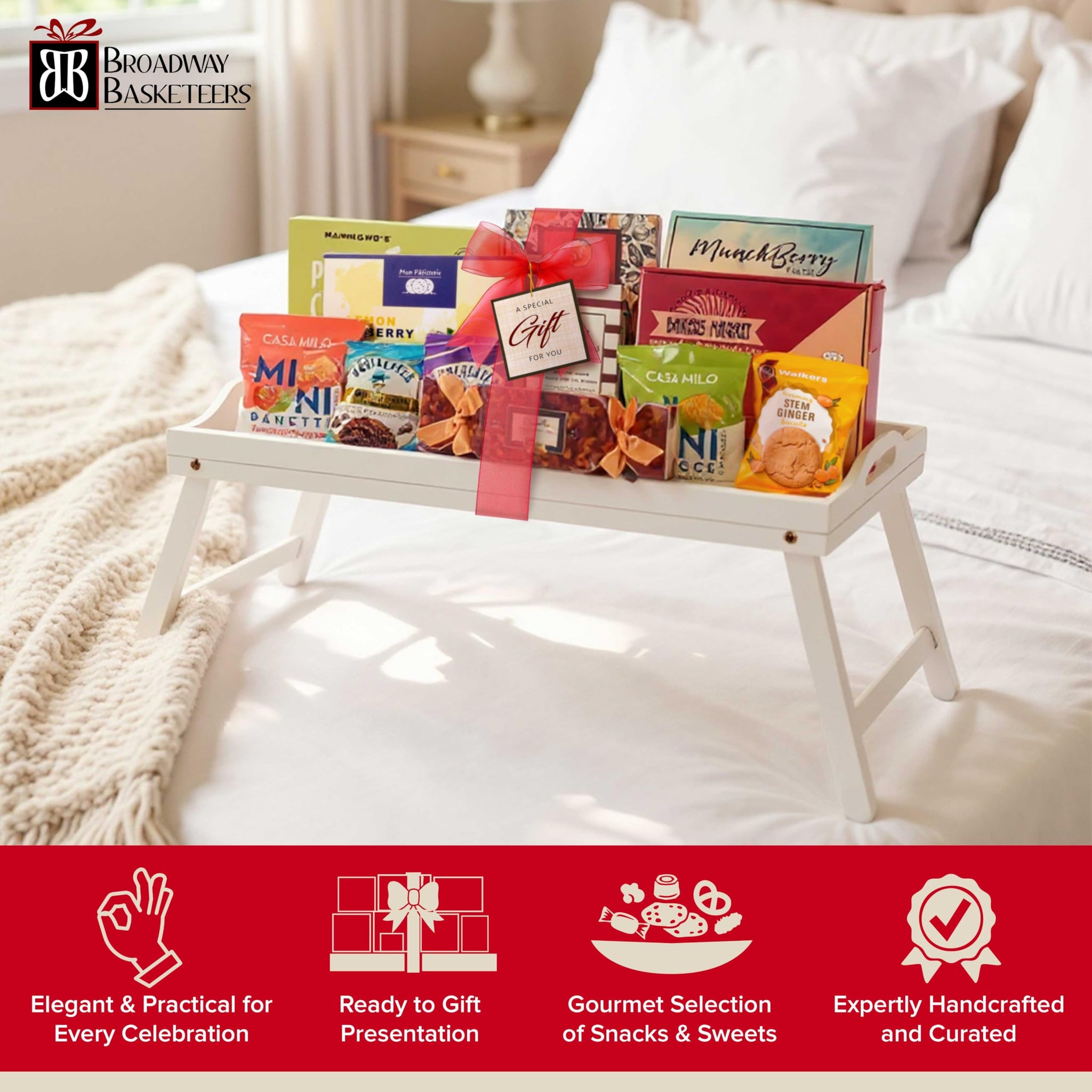Broadway Basketeers Gourmet Kosher Gift Box with Breakfast Tray