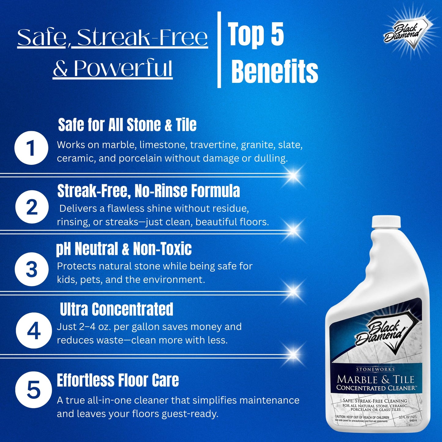 Black Diamond Stoneworks Ultimate Grout Cleaner with Brush + Marble & Tile Cleaner (2-Pack) - Safe for Natural Stone, Acid Free Deep Cleans Grout
