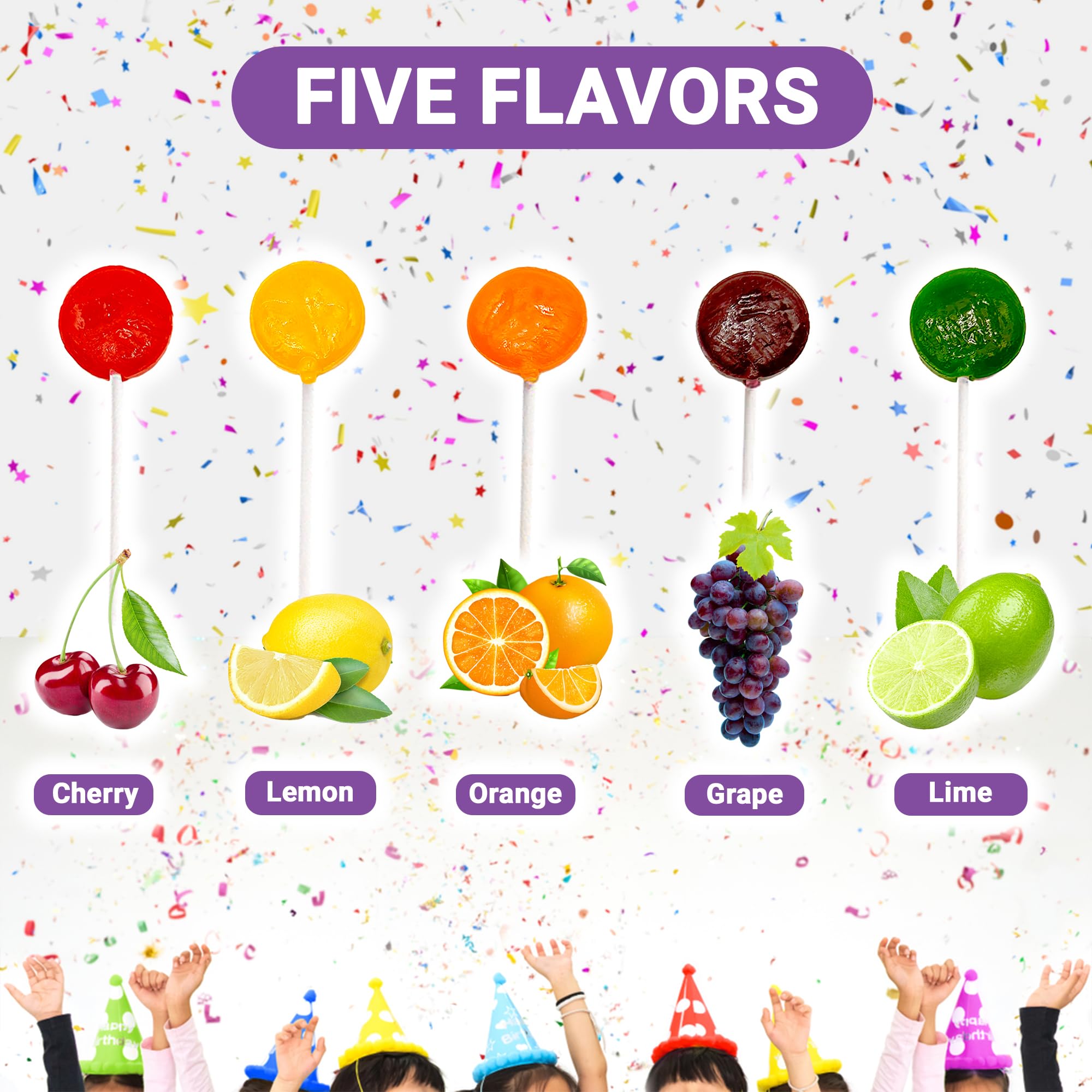 Lollipops Individually Wrapped - 2 Pound (About 75 pcs.) Bulk Suckers for Kids - Classic Lollipops Bulk Flats -5 Assorted Fruit Flavors - Holiday