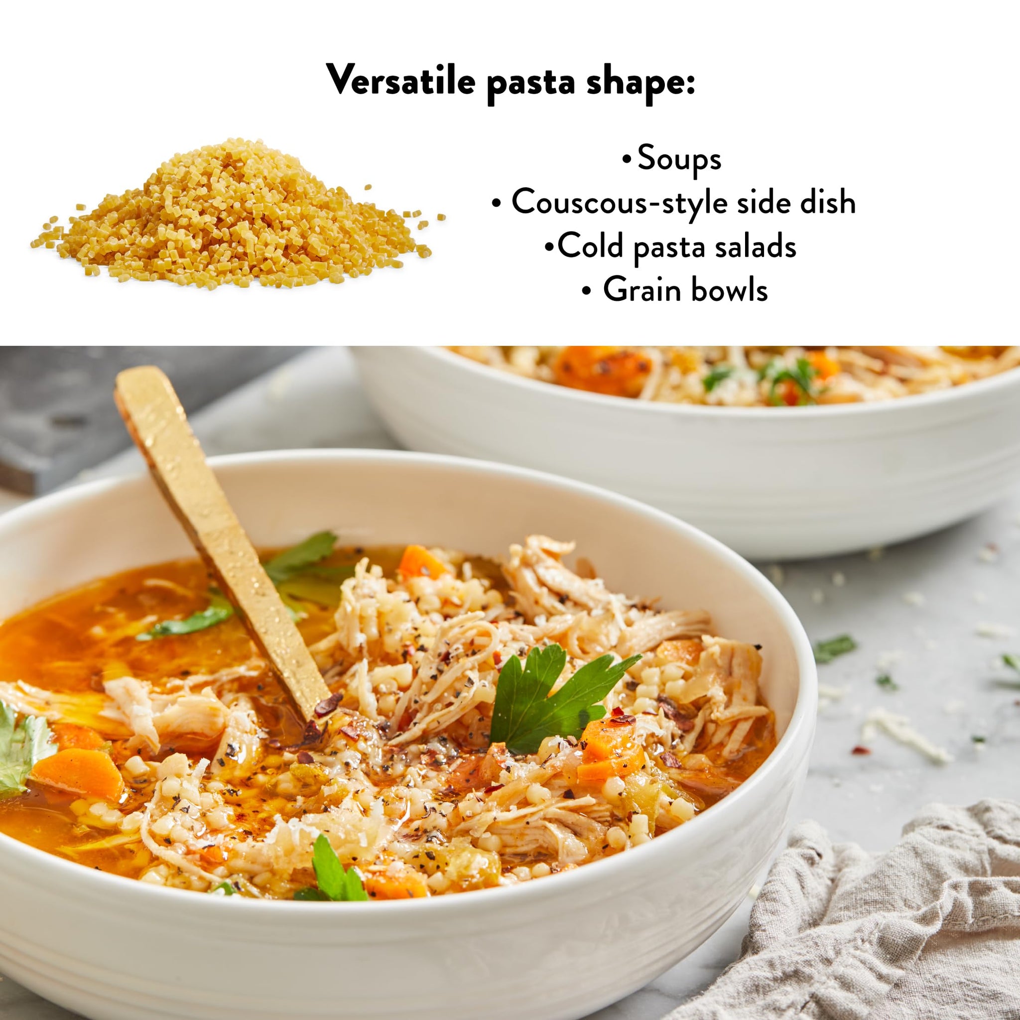 DeLallo Acini di Pepe Pasta, Pastina Pasta Made in Italy, Made with Only 100% Durum Wheat Semolina Flour, Non-Enriched, All Natural, Bronze Cut