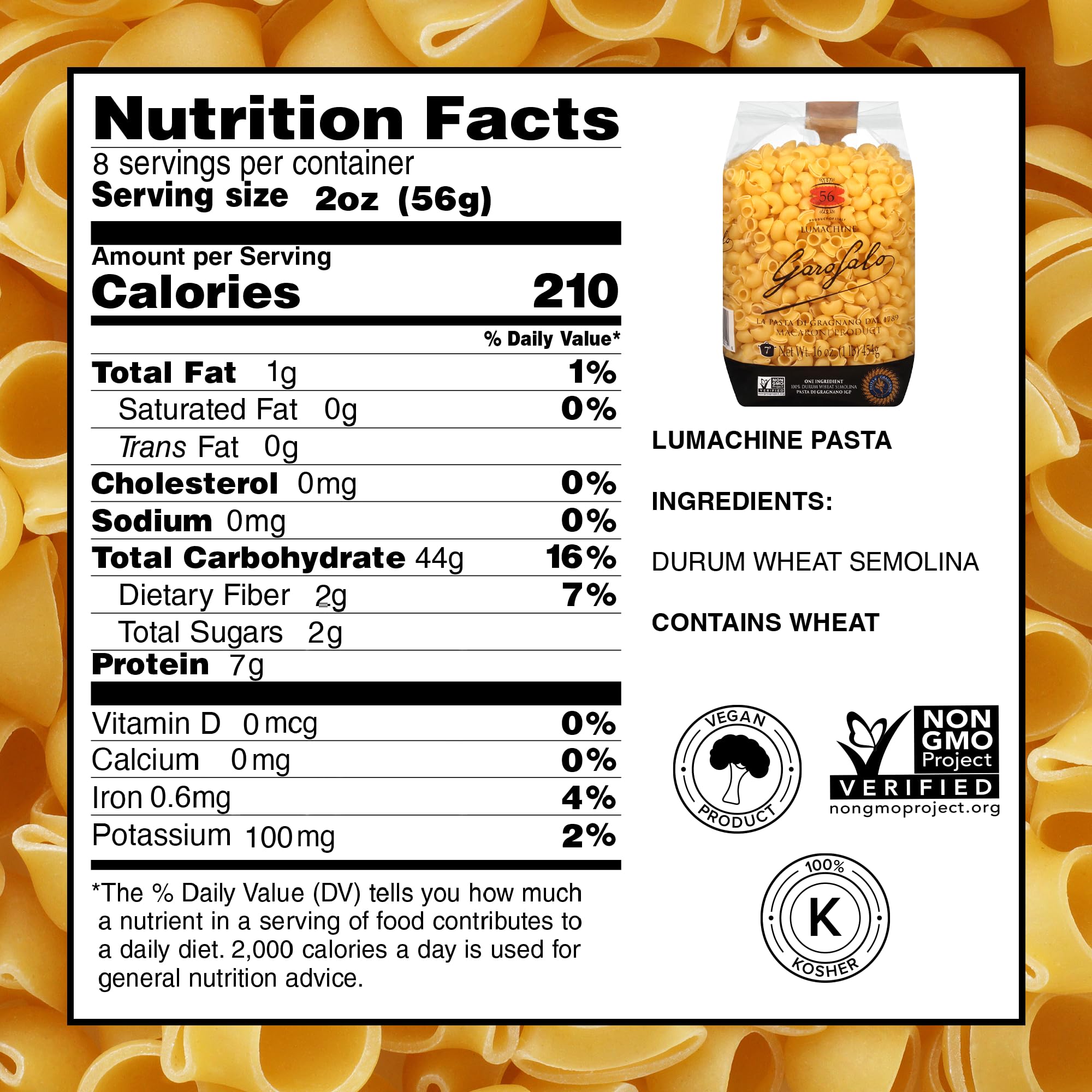 Garofalo - Premium Durum Wheat Semolina Lumachine Pasta, Italian Made, Bronze-Drawn, Al-Dente, One-Ingredient Pasta (2 pack)