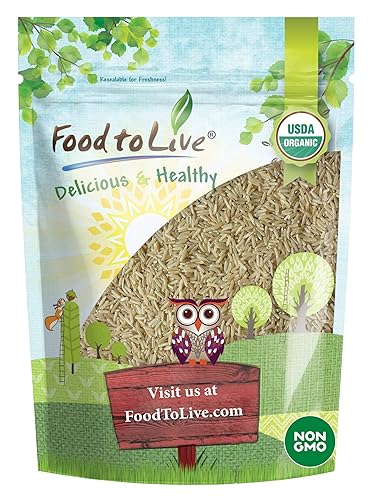 Food to Live Organic Long Grain Brown Rice, 1.5 Pounds - Non-GMO, Whole Grain, Raw, Non-Irradiated, Kosher, Vegan, Bulk. Chewy Texture. Good Source of Dietary Fiber. Perfect for Salads, Pilafs.