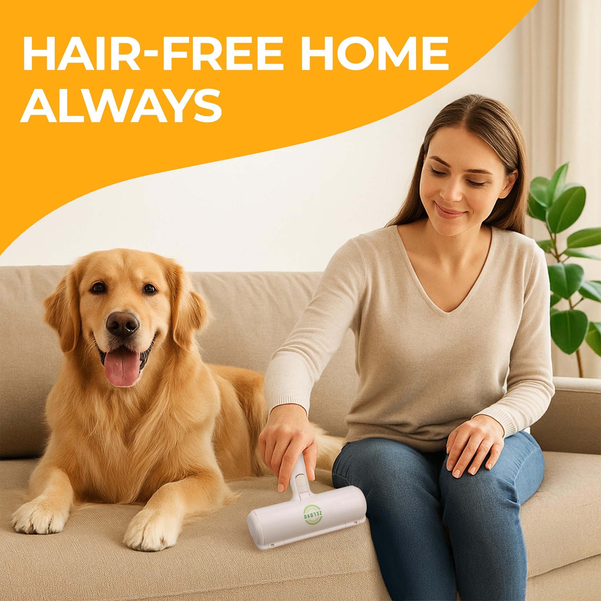 ZELOVO Roller Pet Hair Remover - Reusable Lint Roller for Cat & Dog Hair on Carpet, Couch, Car, Furniture, Rugs & Bedding - Portable, Eco-Friendly