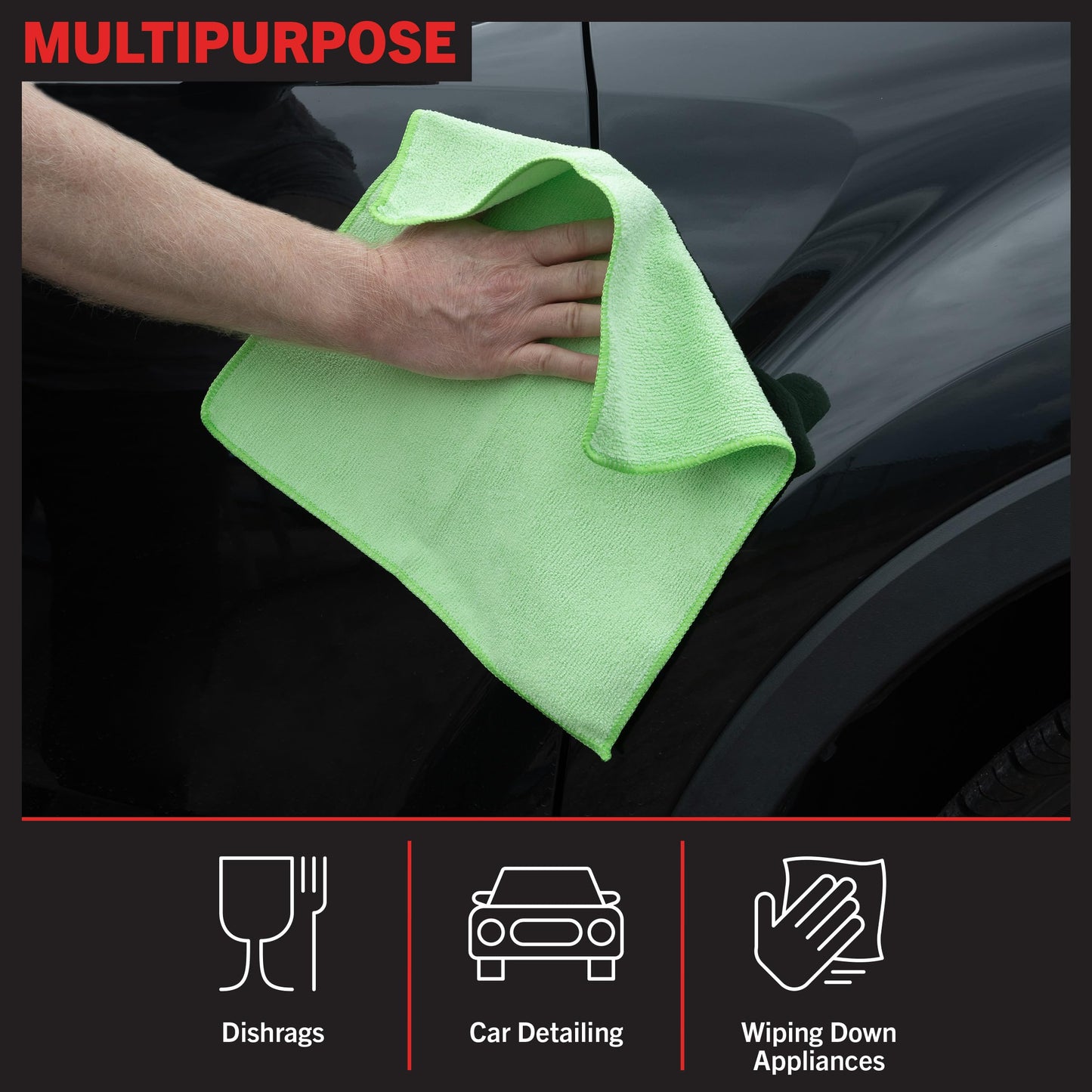 Stalwart Microfiber Cleaning Cloth Set - 24-Pack of Microfiber Towels for Cars, Home, and Kitchen - Lint-Free Absorbent 12.6-Inch Cleaning Rags