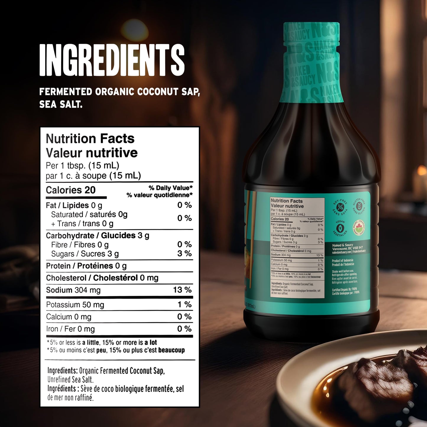 Naked & Saucy Low Sodium Coconut Aminos, Soy Sauce Substitute, 31 fl oz