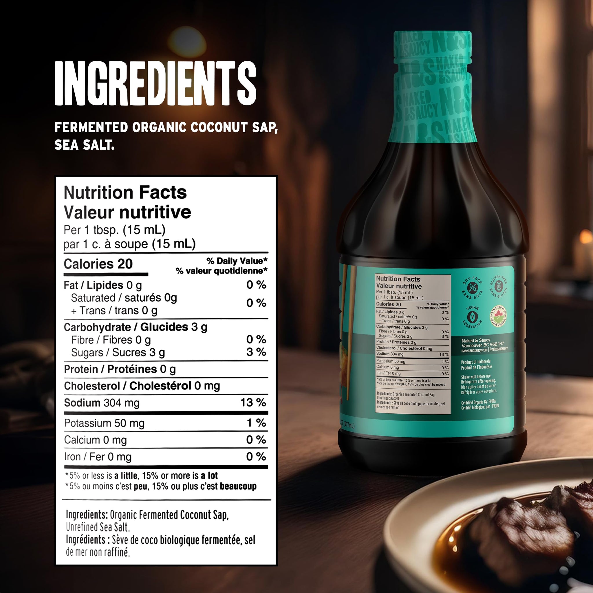 Naked & Saucy Low Sodium Coconut Aminos, Soy Sauce Substitute, 31 fl oz
