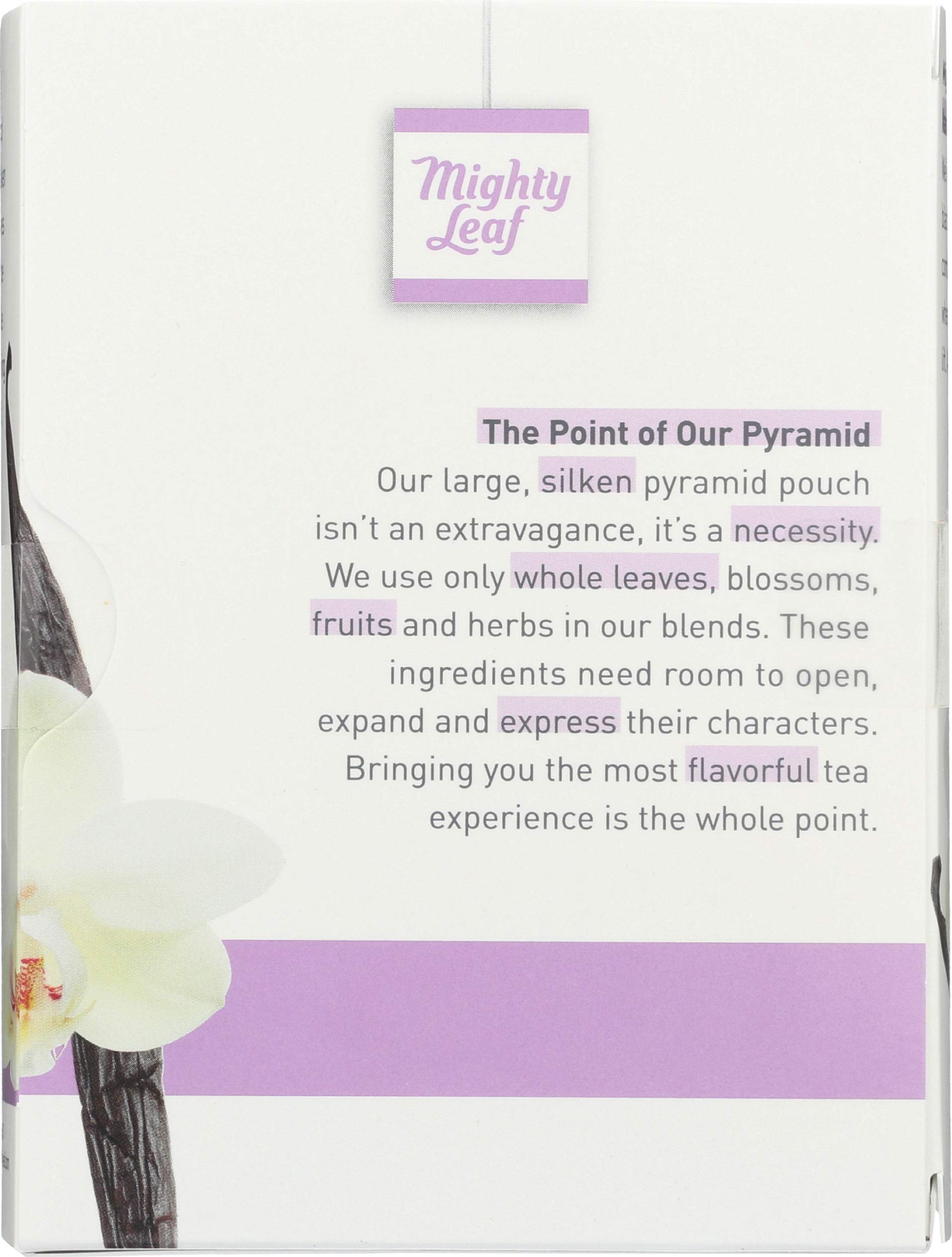 Mighty Leaf Whole Leaf Tea, Vanilla Bean, 15 Tea Bags Individual Pyramid-Style Tea Sachets of Caffeinated Black Tea with Vanilla and Natural Flavors
