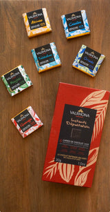 Valrhona Premium 6 GRANDS CRUS Dark Chocolate Squares - Oriado 60%, Manjari 64%, Caribe 66%, Guanaja 70%, Tulakalum 75%, Abinao 85%, Holiday Chocolate