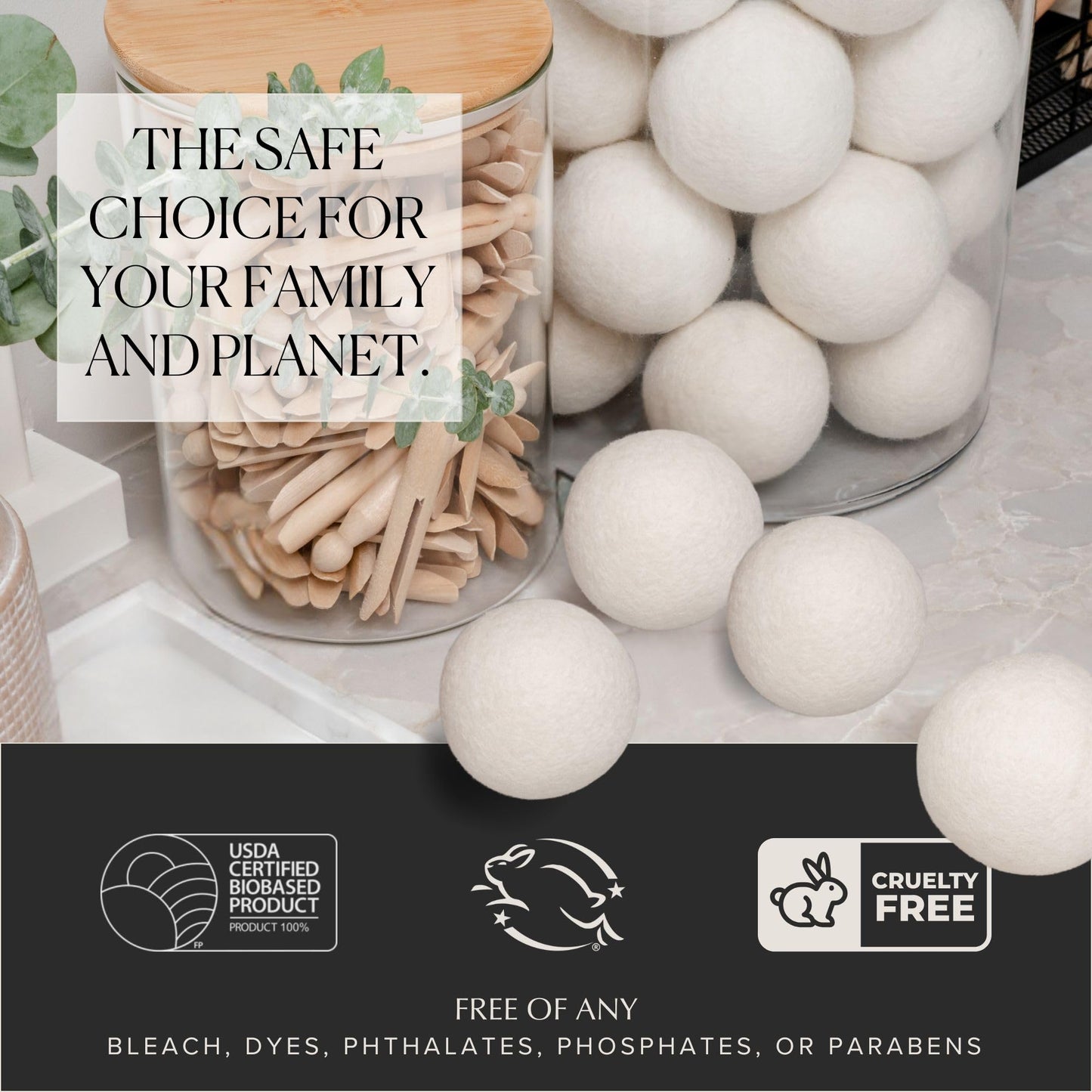 L'AVANT Collective Wool Dryer Balls Set of 6 | XL New Zealand Wool, Reusable Natural Fabric Softener & Static Reducer, Reduces Drying Time