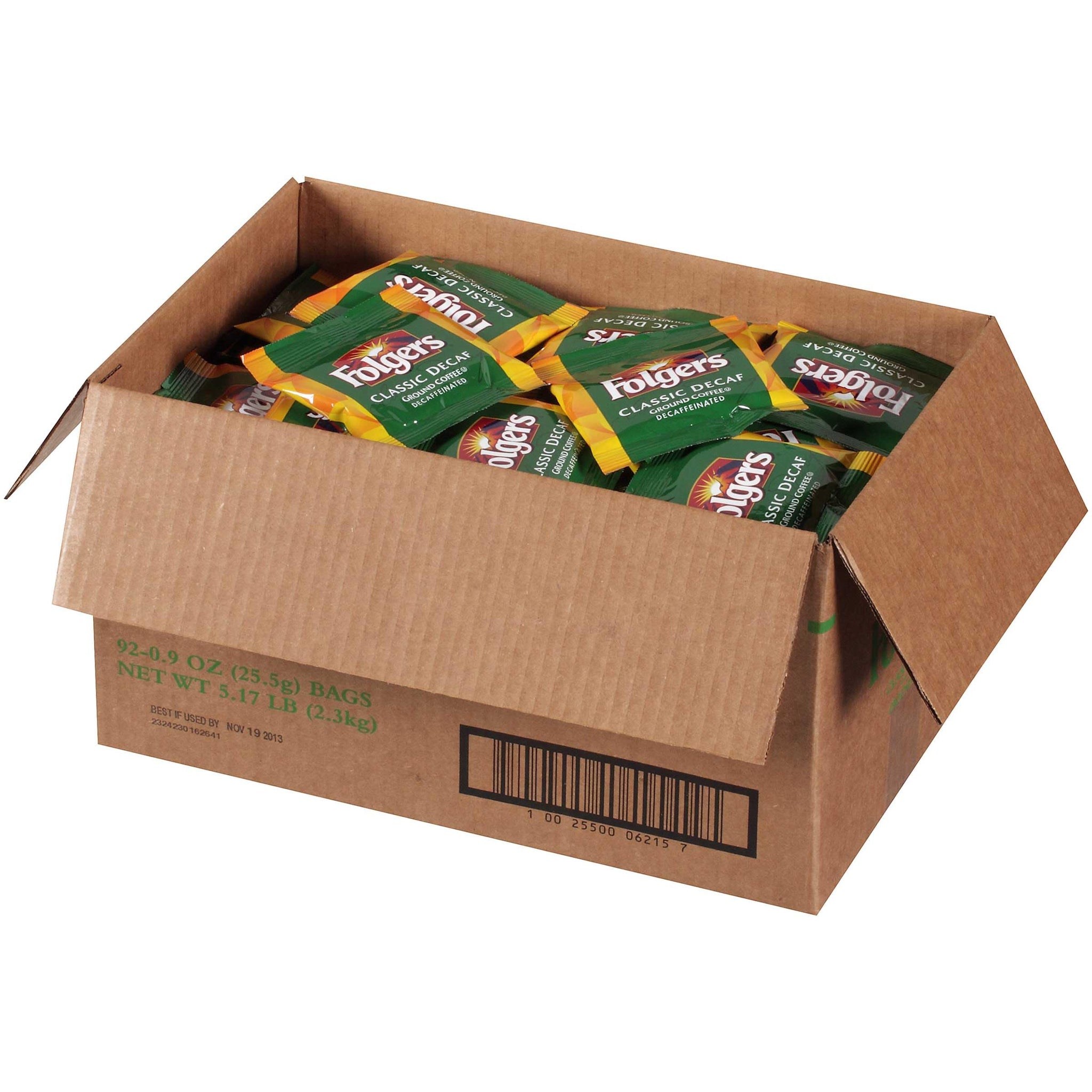 FOLGER'S Classic Roast Coffee Decaffeinated Fraction Packs, 0.9-Ounce Boxes (Pack of 92)