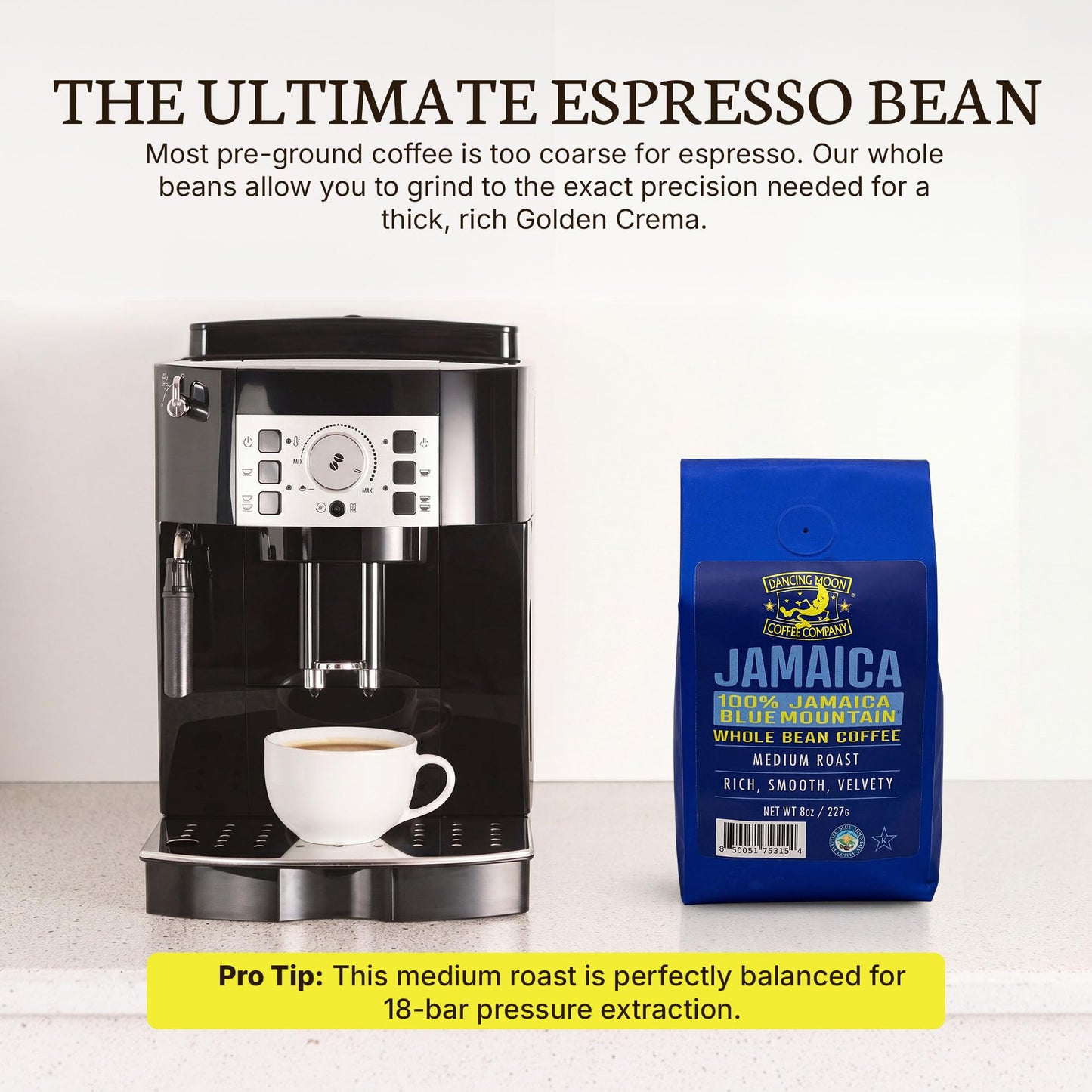 Dancing Moon 100% Pure Jamaica Blue Mountain® WHOLE BEAN Coffee - 8 oz Medium Roast