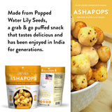 AshaPops Turmeric Garlic Flavored Popped Water Lily Seeds, 1 oz (Pack of 6) - Gluten-Free, Vegan, Paleo, Nut-Free, Corn-Free, Soy-Free, Non-GMO