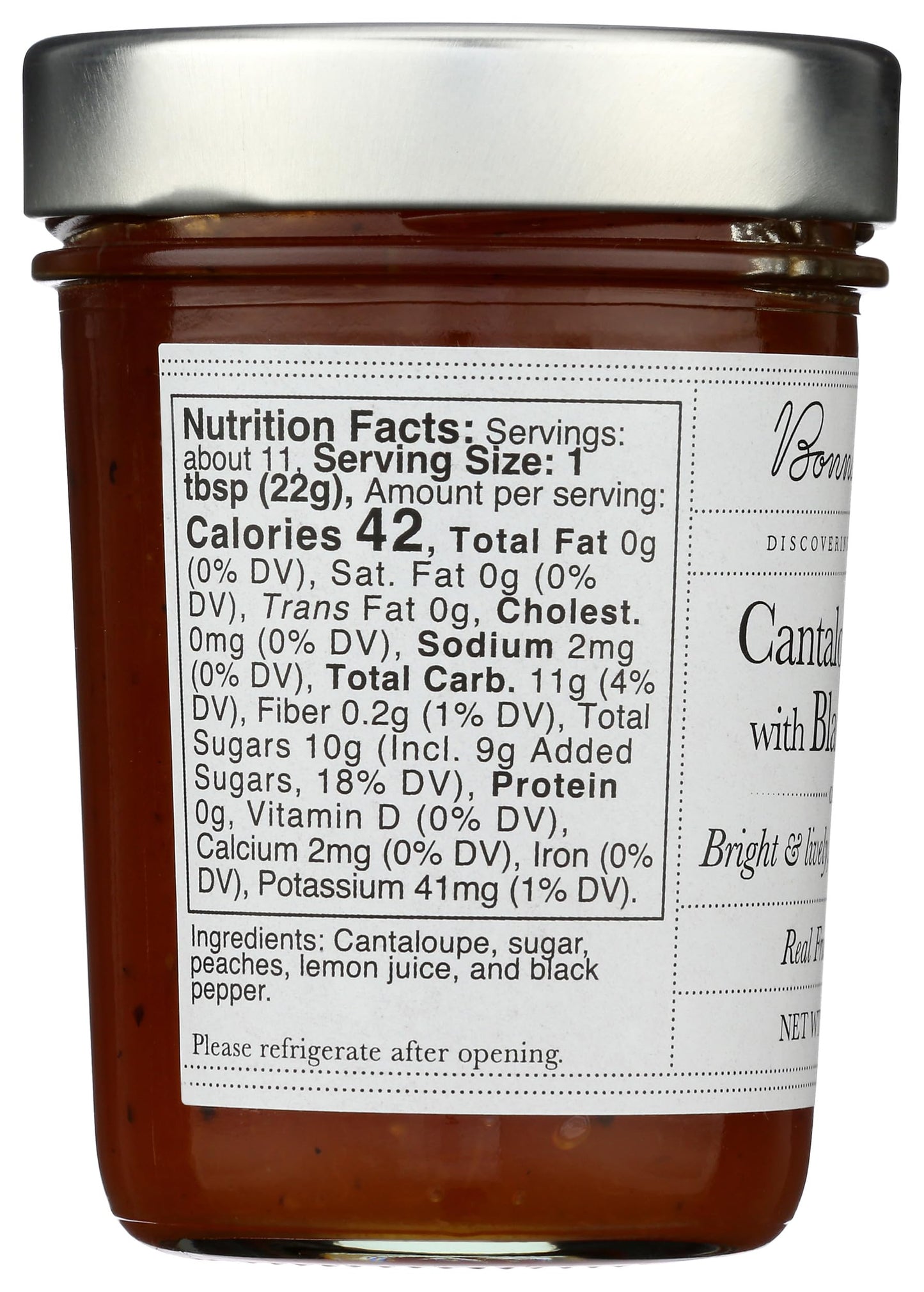 Bonnies Jams Cantaloupe Peach with Black Pepper Jam, 8.75 OZ