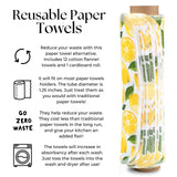 The Useless Brand Reusable Paper Towels Roll | 12 Eco Friendly Washable Cotton Flannel Towels w/Cardboard Roll | Zero Waste & Sustainable | Fits on