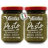 Vantia Pesto Alla Genovese Basil Sauce 4.7 oz (Pack of 2) | Made in Italy with Fresh Basil Olive Oil Pine Nuts Garlic and Parmesan | Perfect for Pasta