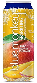 Blue Monkey Sparkling Mango Juice - Real Fruit Juice, No Sugar Added, All Natural, Lightly Carbonated, Halal Certified - Refreshing Tropical Sparkling