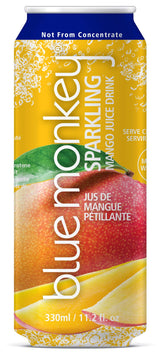 Blue Monkey Sparkling Mango Juice - Real Fruit Juice, No Sugar Added, All Natural, Lightly Carbonated, Halal Certified - Refreshing Tropical Sparkling