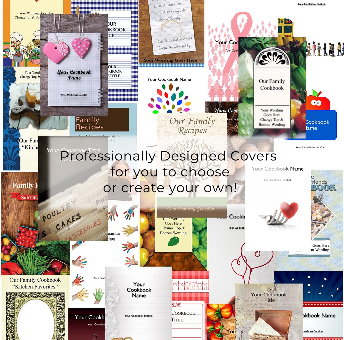 Personalized Cookbook Making Kit Including 1 Printed Cookbook - Fun, Convenient and Easy to Use: Preserves Family Recipes for Future Generations