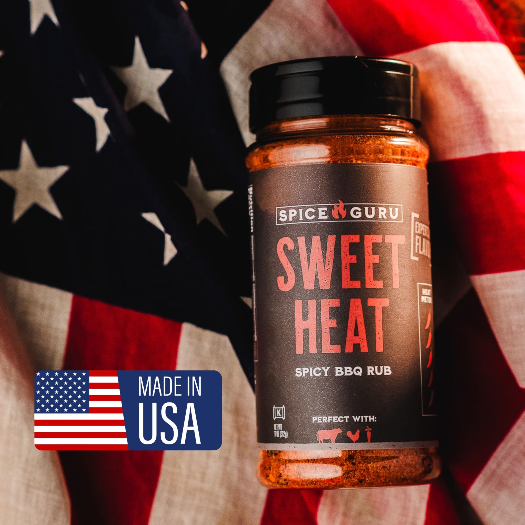 Spice Guru Sweet Heat BBQ Rub - Gifts for Men Who Cook, Gifts for Dad, Men Gifts, Dad Birthday Gift - Spices and Seasonings Sets - Steak Seasoning