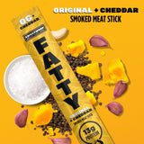 FATTY Meat Sticks, High Protein, Made with Grass Fed Beef, Pork Raised Without Antibiotics, 13g Protein Per Stick, Original Cheddar, 2 oz. (Pack