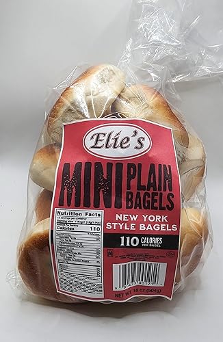 Elie's Mini Bagels - 6 packs of 12 Mini Plain Bagels = 72 total Mini