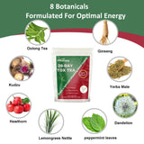 Detox Tea 28 Count, Natural Herbal Tea with Oolong & Green Tea Extract, Yerba Mate & Ginseng - Supports Balanced Diet & Metabolism Boost - Vegan