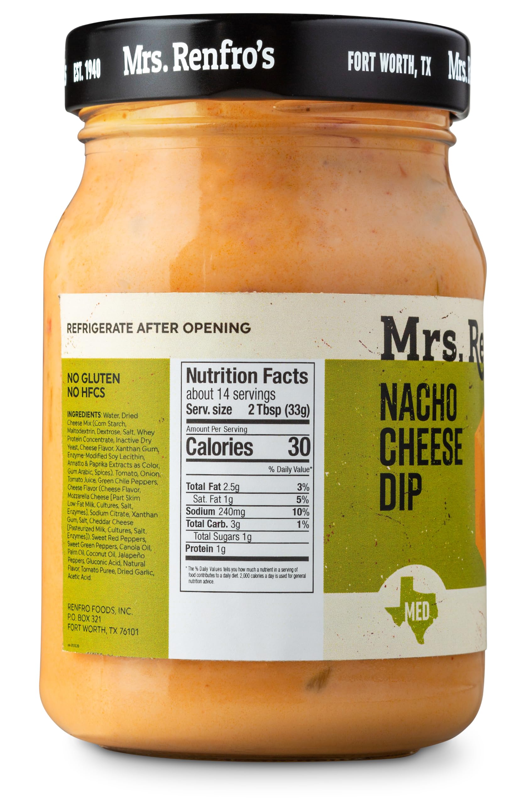 Mrs. Renfro's Nacho Cheese Sauce, 16 oz Jar (Pack of 1) - Creamy Ready-to-Serve Cheese Dip for Tortilla Chips, Nachos, Pretzels, Fries, Tacos