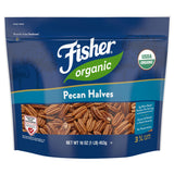 Fisher Organic Pecans Halves 16 oz, USDA Certified Organic, Unsalted Raw Pecans, North American Grown, Non-GMO, No Preservatives, Keto & Paleo