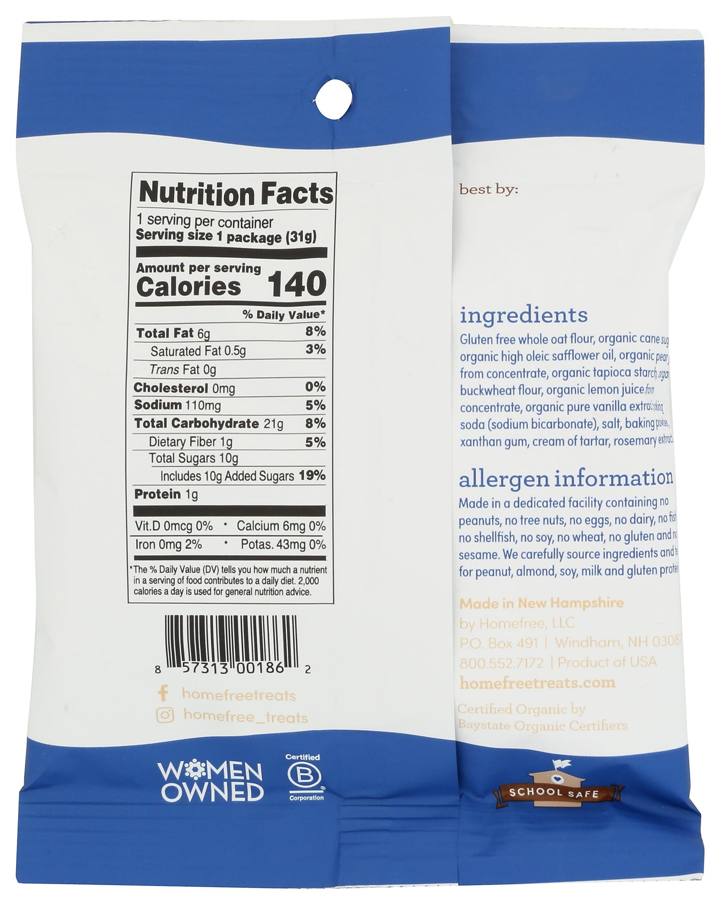 Homefree, Cookie Mini Vanilla, 1.1 Ounce