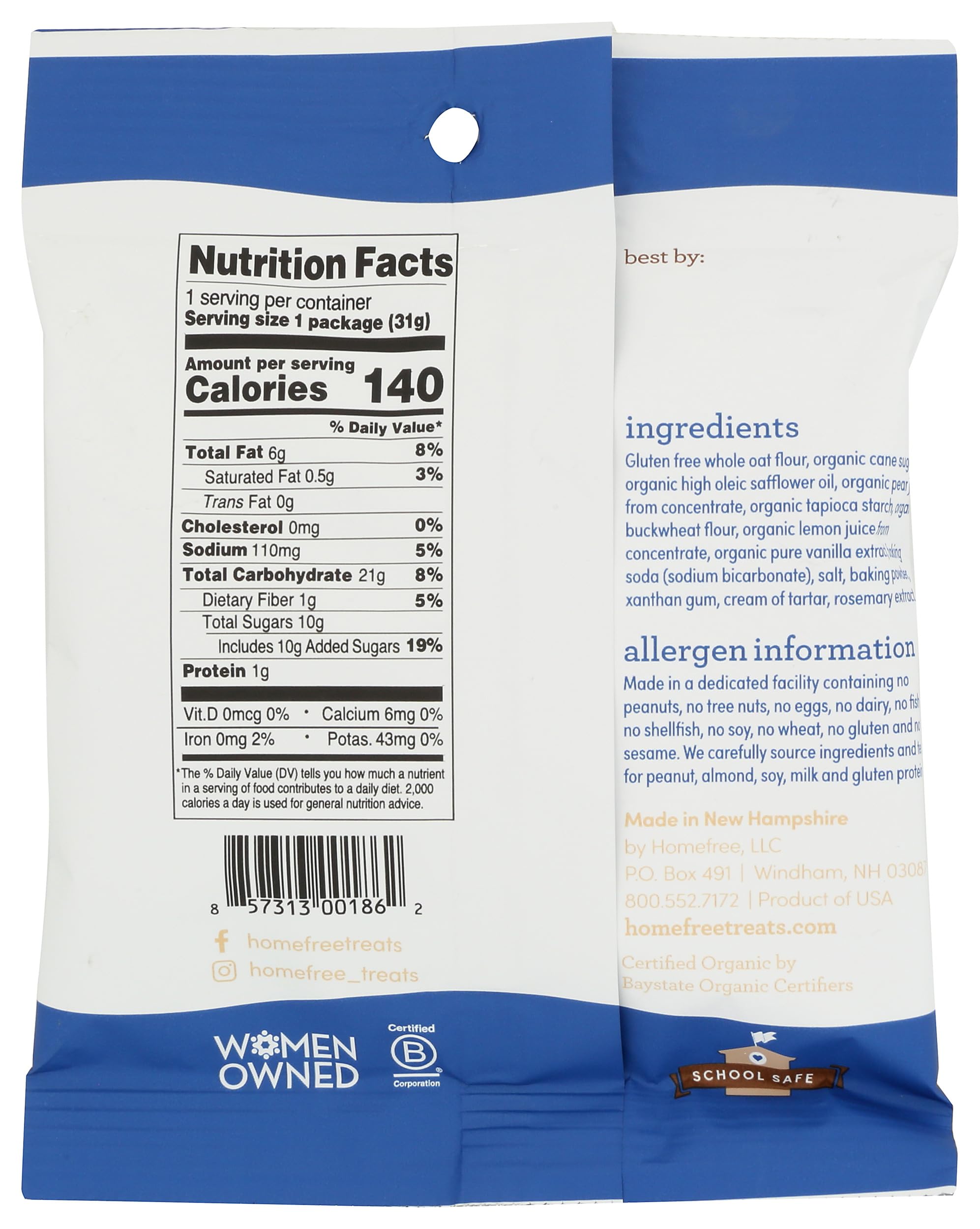 Homefree, Cookie Mini Vanilla, 1.1 Ounce