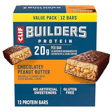 CLIF BUILDERS Protein Bars - Chocolatey Peanut Butter - 20g Plant Based Protein - Gluten Free - Non-GMO - Low Glycemic - No Artificial Sweeteners