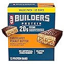 CLIF BUILDERS Protein Bars - Chocolatey Peanut Butter - 20g Plant Based Protein - Gluten Free - Non-GMO - Low Glycemic - No Artificial Sweeteners