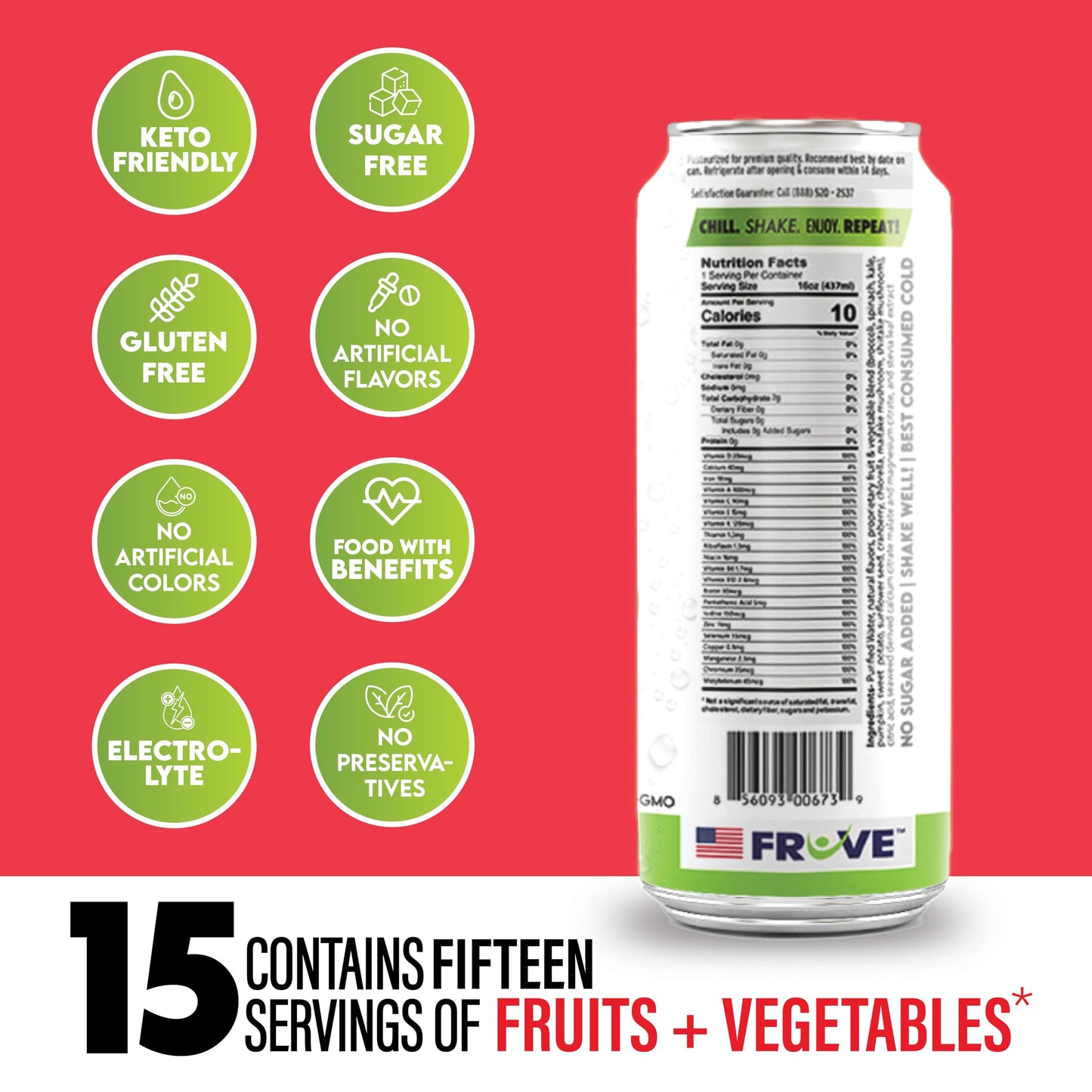 FrUve Super Water | Fiji Watermelon Flavor | 12 16oz Cans | Healthy Drink | Zero Sugar | Low Calorie Drink | Powerful Antioxidants | Boosts Immune