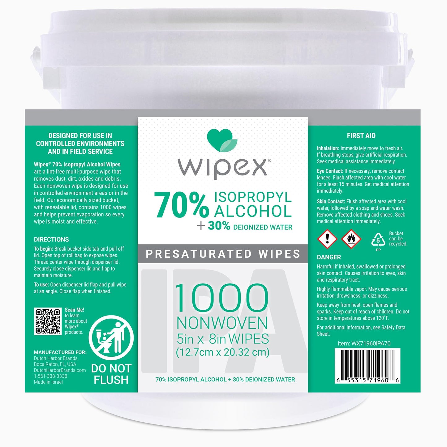 Wipex 70% Isopropyl Alcohol Wipes, Bulk 1000 Count - Ideal for Electronics, Household, Work & School Equipment Cleaning - Lint-Free SMS Cloth Safe