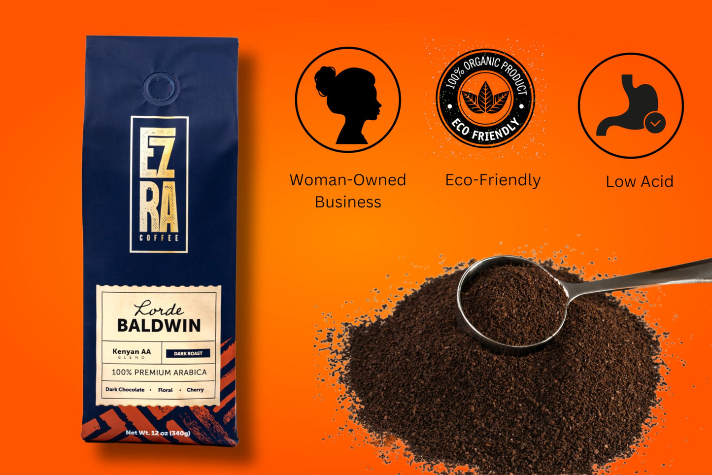 Lorde Baldwin - Dark Roast Ground Coffee - 12 ounce