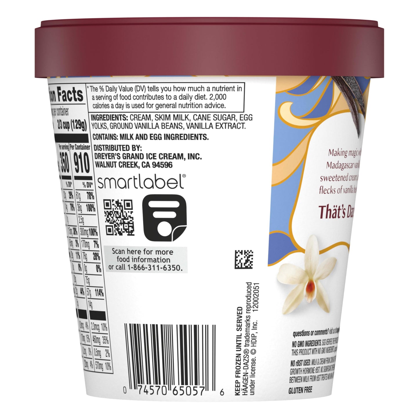 Haagen-Dazs Ice Cream, Vanilla Bean, 14 oz (Frozen)