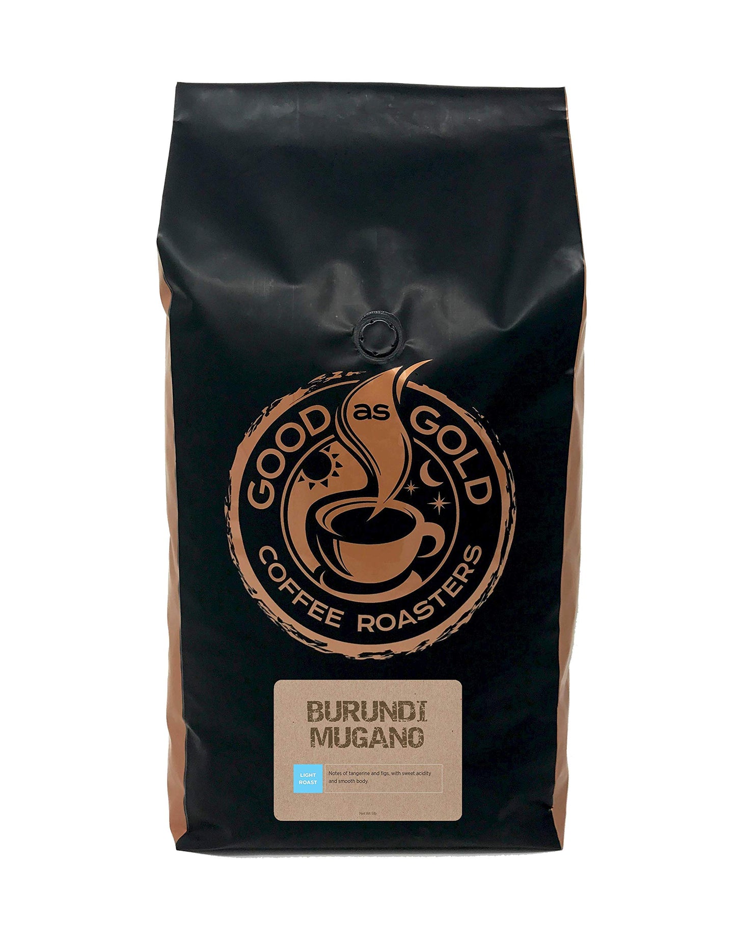 Burundi Mugano Coffee Beans, Light/Medium Roast, Air Roasted Coffee, Good As Gold Coffee Roasters - 5LB Bag Ground Coffee
