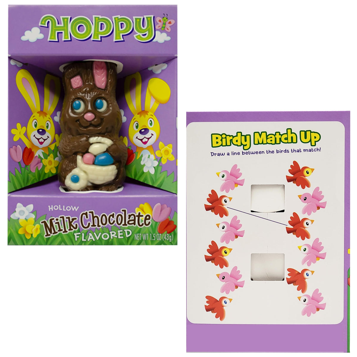 2-Count Fruidles Easter Bunny Rabbit Milk Chocolate Bunnies with Basket Easter Eggs, Individually Wrapped in Gift-Box, Kosher Certified Dairy, 1.5oz