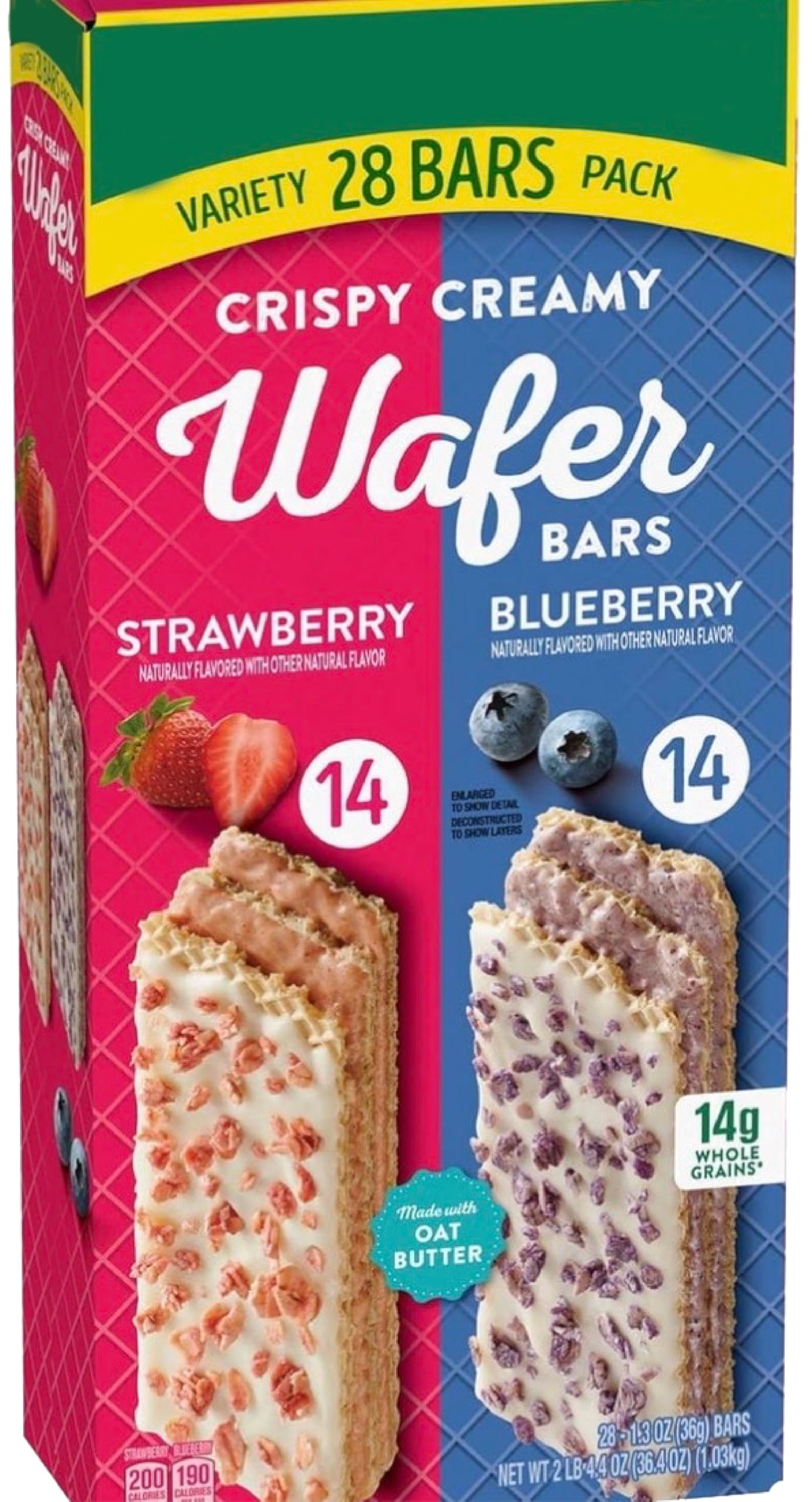 Natures Valley Crispy Creamy Wafer Bars, Variety Pack, 28 Count